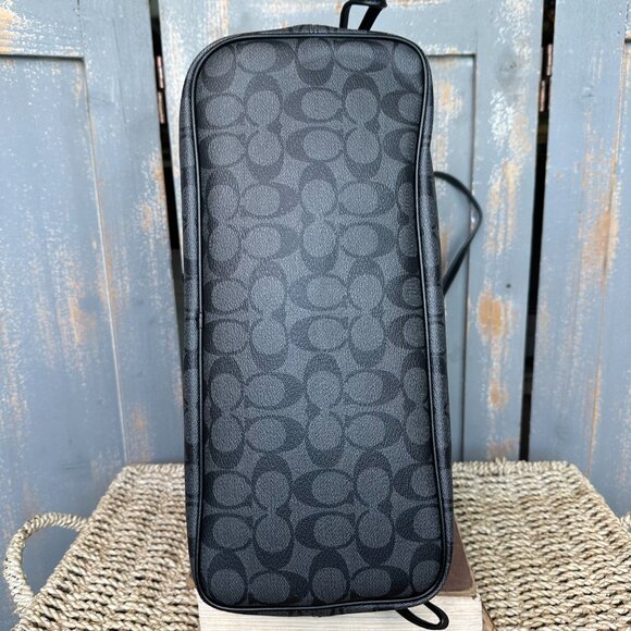 Coach Signature Drawstring Carryall Shoulder Tote Black Smoke/Black NWOT - Picture 6 of 16